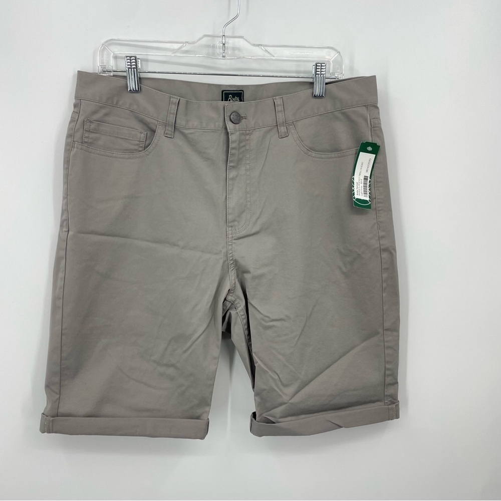 Bixby Nomad Ryder Mens Shorts 33 light gray Twill 9” Long Inseam Stretch Outdoor